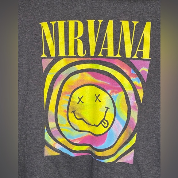 Nirvana T-Shirt Size Small black Tie-Dye Logo Smiley Face Logo Grunge Rock - Picture 3 of 5